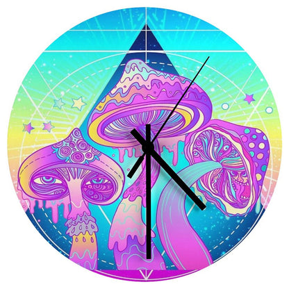 Magic Mushrooms over Sacred Geometry Wall Clock