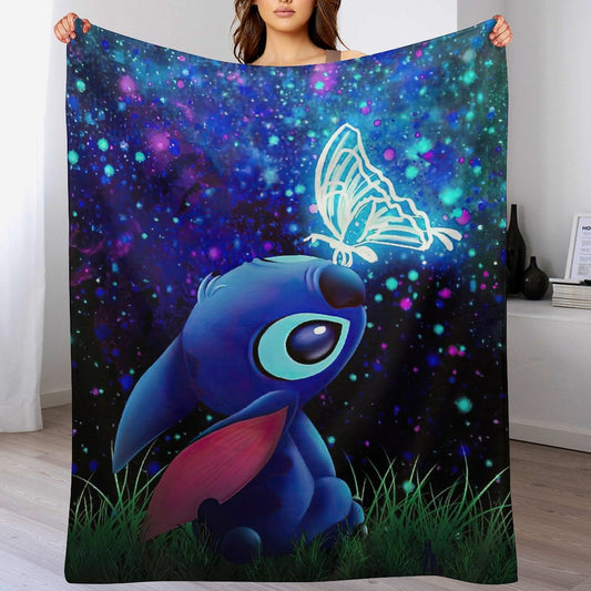 Stitch Butterfly Starry Sky Throw Blanket